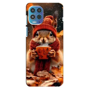 Печатный чехол «Зверята с кофе» для Motorola MOTO G100 (Белка с кофе)