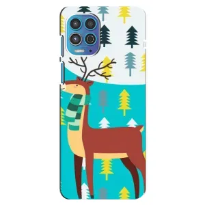 Силиконовый бампер с картинкой животных для Motorola MOTO G100 (Олень с шарфом)