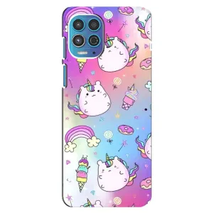 Чехол Unicorn на Motorola MOTO G100 (Радуга и Единорог)