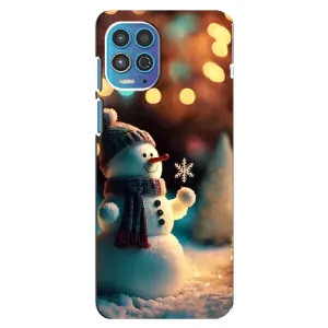 Чехлы на Новый Год Motorola MOTO G100 (Снеговик праздничный)