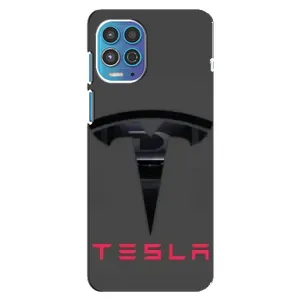 Силиконовый бампер с картинкой машины на Motorola MOTO G100 (Logo TESLA)