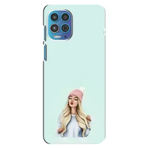 Силіконовый Чохол на Motorola MOTO G100 з картинкой Модных девушек (В шапці)