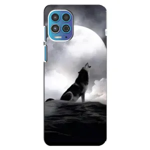 Чехол с Волком на Motorola MOTO G100 (Волк и луна)