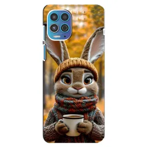 Печатный чехол «Зверята с кофе» для Motorola MOTO G100 (Зайчик с кофе)