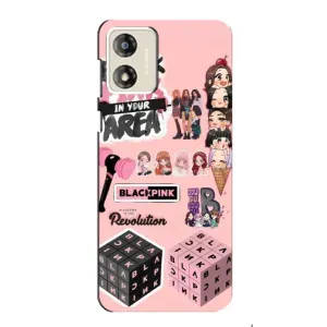 Чехлы с картинкой для Motorola MOTO G13 (BLACK PINK коллаж)