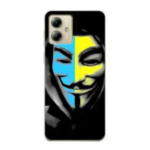 Чехол с Украинской символикой на Моторола Мото Джи 14 (Анонимус патриот)