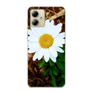 Чехол с ромашками на Motorola MOTO G14 (Белая ромашка)