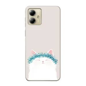 Чехол на тематику: Коты для Motorola MOTO G14 (Белый котик)