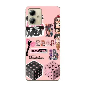 Чехлы с картинкой для Motorola MOTO G14 (BLACK PINK коллаж)