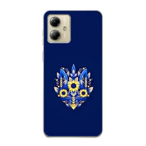 Чехол Укр Символика для Motorola MOTO G14 (Цветущий Герб)
