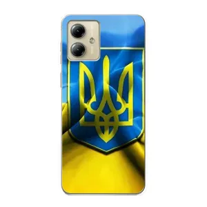 Чехол с картинкой (Патриотический ГЕРБ) на Motorola MOTO G14 (Герб и Флаг Украины)