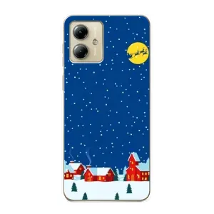 Силиконовый бампер на рождество для Motorola MOTO G14 (Город в снегу)
