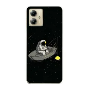 Силиконовый Чехол с принтом "Космонавты" на Motorola MOTO G14 (Космонавт на рыбалке)