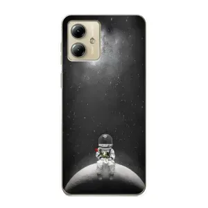 Силиконовый Чехол с принтом "Космонавты" на Motorola MOTO G14 (Космонавт романтик)