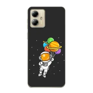 Силиконовый Чехол с принтом "Космонавты" на Motorola MOTO G14 (Космонавт с шариками)