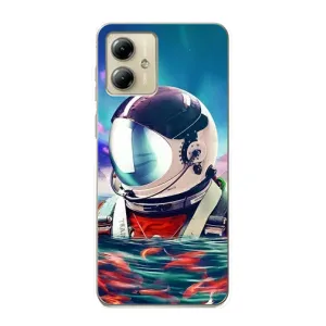 Силиконовый Чехол с принтом "Космонавты" на Motorola MOTO G14 (Космонавт в воде)