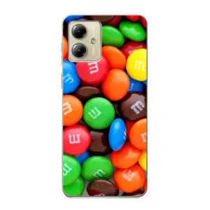 Чехол с изображением вкусной еды для Motorola MOTO G14 (Разноцветные M&M'S)