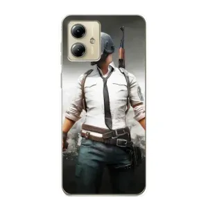 Силиконовый чехол с картинкой "Герой Pubg" на Motorola MOTO G14 (Пабг)
