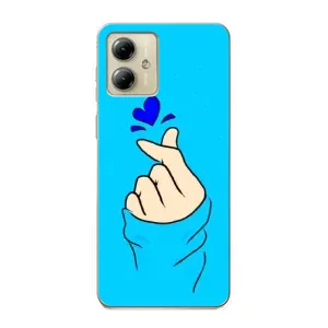 Чехлы (Знак сердечка) на Motorola MOTO G14 (Сердце на синем)