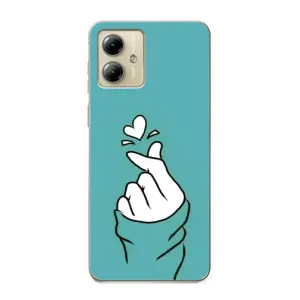 Чехлы (Знак сердечка) на Motorola MOTO G14 (Сердечко на бирюзовом)
