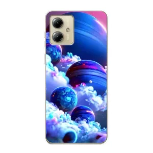 Чехлы КОСМОС для Motorola MOTO G14 (Синие планеты)