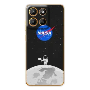 Силиконовый бампер с принтом "Наса" на Motorola Moto G15 Power (Космонавт NASA)