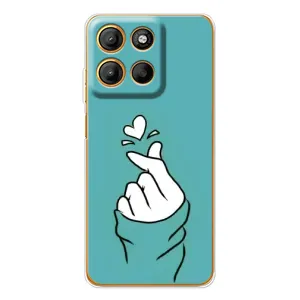Чехлы (Знак сердечка) на Motorola Moto G15 Power (Сердечко на бирюзовом)