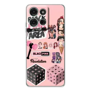Чехлы с картинкой для Motorola Moto G15 (BLACK PINK коллаж)