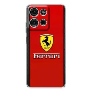 Силиконовый бампер с картинкой машины на Motorola Moto G15 (Ferrari Logo)