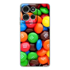 Чехол с изображением вкусной еды для Motorola Moto G15 (Разноцветные M&M'S)