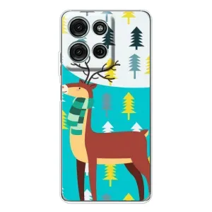 Силиконовый бампер с картинкой животных для Motorola Moto G15 (Олень с шарфом)