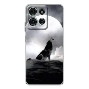 Чехол с Волком на Motorola Moto G15 (Волк и луна)
