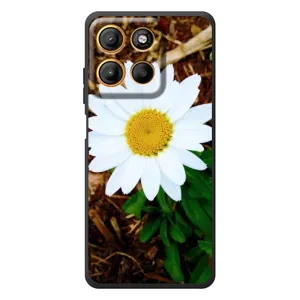 Чехол с ромашками на Motorola Moto G17 (Белая ромашка)