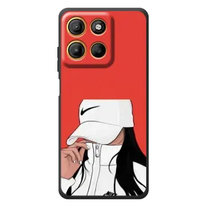 Силиконовый Чехол на Motorola Moto G17 с картинкой Стильных Девушек (Девушка Nike)