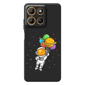 Силиконовый Чехол с принтом "Космонавты" на Motorola Moto G17 (Космонавт с шариками)