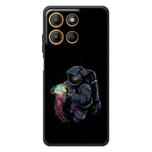 Силиконовый Чехол с принтом "Космонавты" на Motorola Moto G17 (В руках земля)