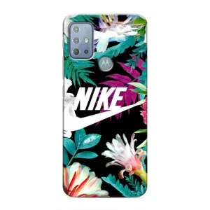 Силиконовый Чехол на Motorola MOTO G20 с картинкой Nike (Цветочный Nike)