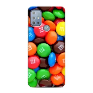 Чехол с изображением вкусной еды для Motorola MOTO G20 (Разноцветные M&M'S)
