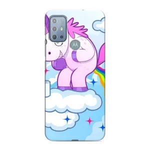 Чехол Unicorn на Motorola MOTO G20 (Радуга единорожка)