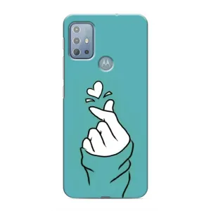 Чехлы (Знак сердечка) на Motorola MOTO G20 (Сердечко на бирюзовом)