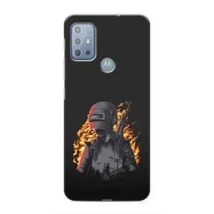 Силиконовый чехол с картинкой "Герой Pubg" на Motorola MOTO G20 (В огне)