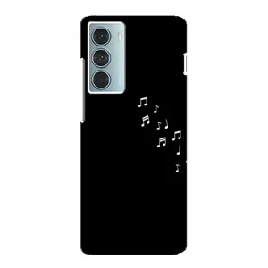 Чехол с картинками на черном фоне для Motorola MOTO G200 (Ноты)