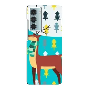 Силиконовый бампер с картинкой животных для Motorola MOTO G200 (Олень с шарфом)