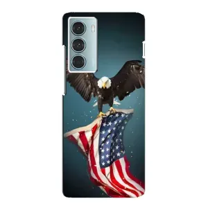 Чехол Флаг USA для Motorola MOTO G200 (Орел и флаг)