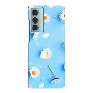 Чехол с Цветами для Motorola MOTO G200 (ромашки на голубом)