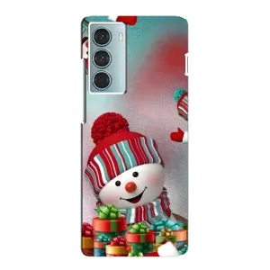 Чехлы на Новый Год Motorola MOTO G200 (Снеговик в шапке)