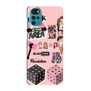 Чехлы с картинкой для Motorola MOTO G22 (BLACK PINK коллаж)