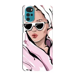 Чехол с картинкой Модные Девчонки Motorola MOTO G22 (Девушка в халате)
