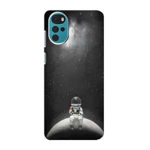 Силиконовый Чехол с принтом "Космонавты" на Motorola MOTO G22 (Космонавт романтик)