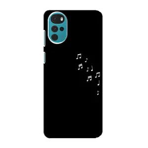 Чехол с картинками на черном фоне для Motorola MOTO G22 (Ноты)